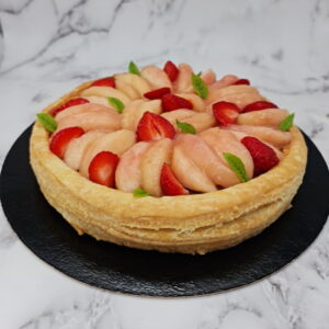 Tarte pêches et fraises