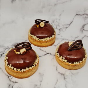 Tartelette chocolat, poires et caramel