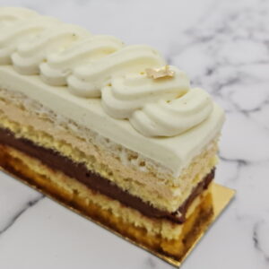 Gâteau chocolat, caramel et vanille