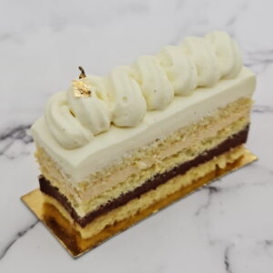 Gâteau chocolat, caramel et vanille