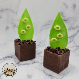 Entremet muguet vanille, noisette et chocolat