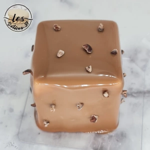 Entremet cube vanille, praliné et chocolat