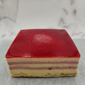 Gâteau pêche et framboise