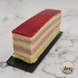 Gâteau pêche et framboise