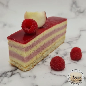 Gâteau pêche et framboise