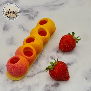 Entremet pêche blanche et fraise