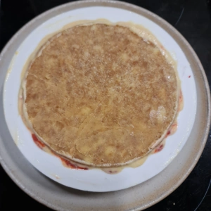 Entremet pêche jaune et fraises