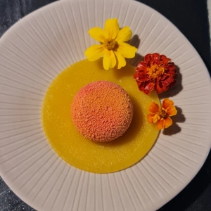 Entremet pêche et spéculoos